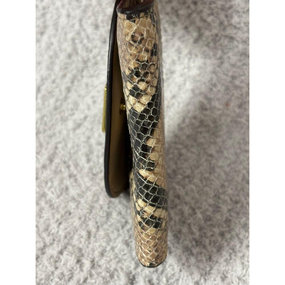 Coach Tan Leather Python Embossed Small Flap Wall… - image 5